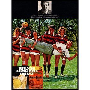 1981 Jose Cuervo Tequila Rose's Lime Juice Vintage Print Ad Woman Rugby Wall Art